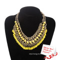 Ethnic Yellow Beads Stone Tassel Evening Dress Accessories Jewelry Necklace Gifts